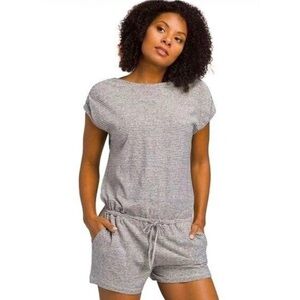 Gray Striped Casual Romper